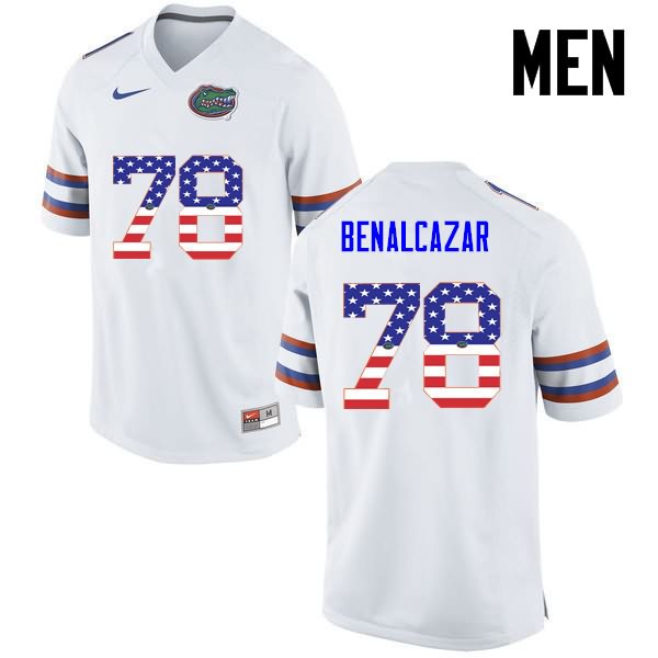 Men's NCAA Florida Gators Ricardo Benalcazar #78 Stitched Authentic USA Flag Fashion Nike White College Football Jersey AME4465RX